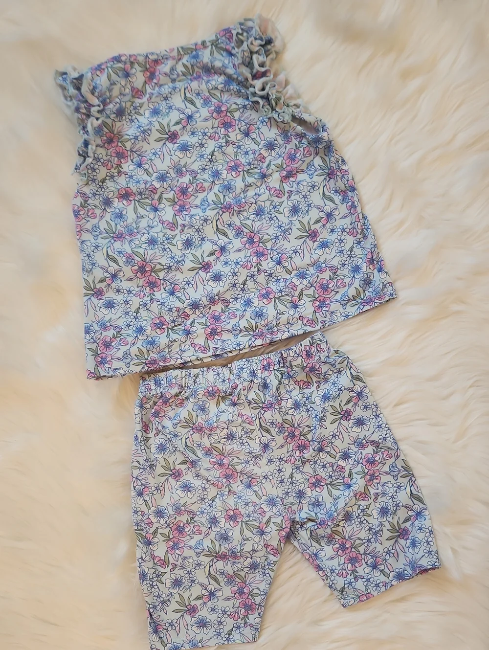 btween Lounge Set - Pink and Blue Floral - Girls Size 7